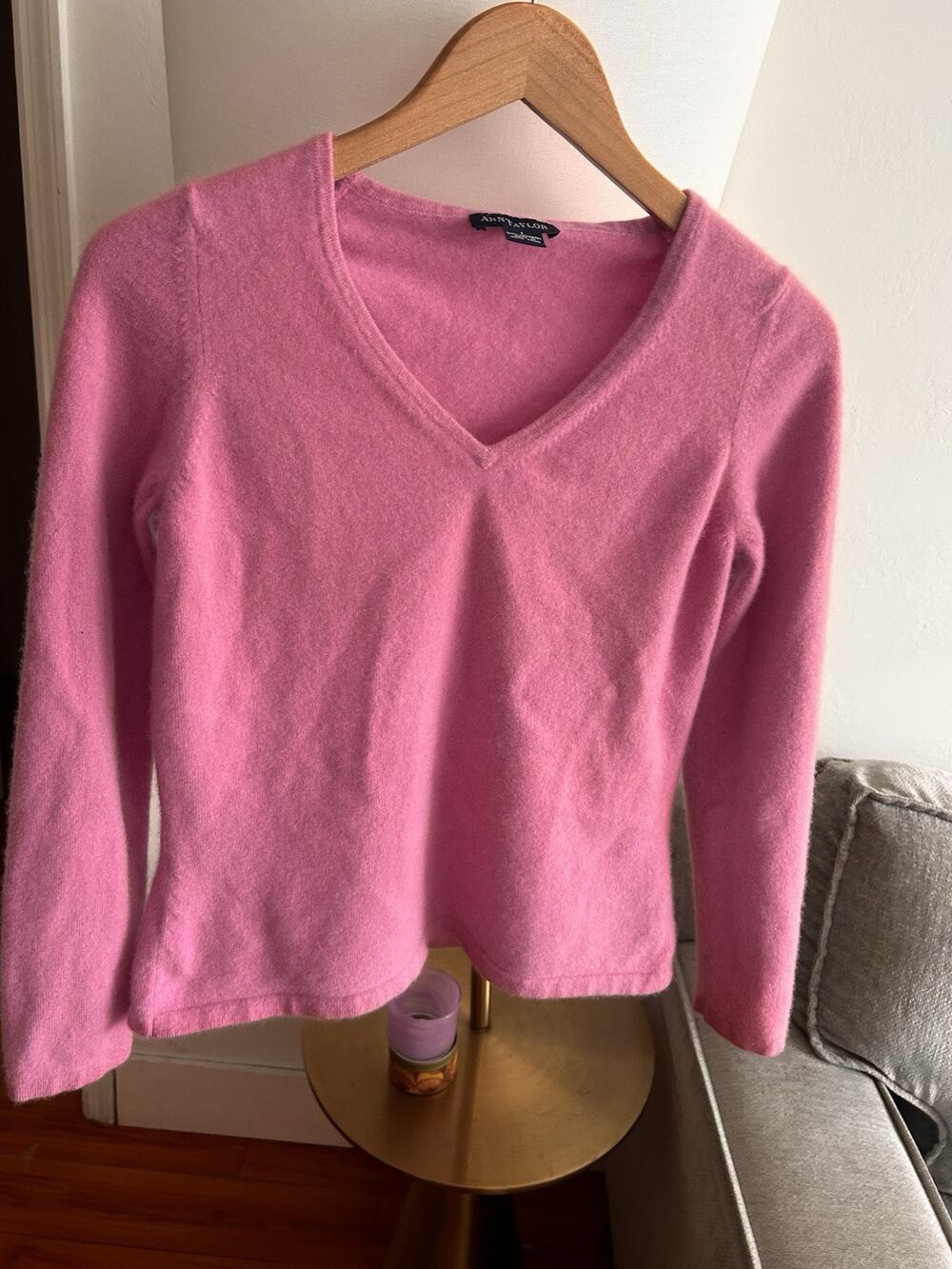 Vtg Y2K Pink Cashmere Sweater Size L Preppy Old Money